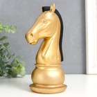 Сувенир полистоун "Шахматная фигура. Конь" золотой с чёрной гривой 19,5х10х8 см - Фото 2