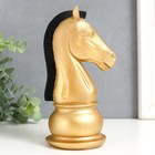 Сувенир полистоун "Шахматная фигура. Конь" золотой с чёрной гривой 19,5х10х8 см - фото 7789912