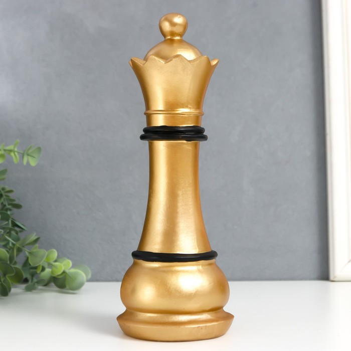 Сувенир полистоун "Шахматная фигура. Ферзь" золотой с чёрным 26х9х9 см - Фото 1