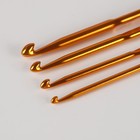 Набор двусторонних крючков для вязания, d = 1/2,3/4,5/6,7/8 мм, 13,5 см, 4 шт, цвет золотой - Фото 2