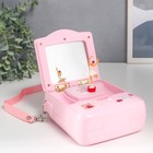 Шкатулка музыкальная механическая с зеркалом "Сумочка с мишкой" розовая 5,3х12,5х14,5 см - фото 24647464