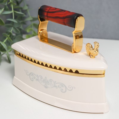 Шкатулка музыкальная механическая «Ретро утюг», пластик, белый, 9×16×12 см