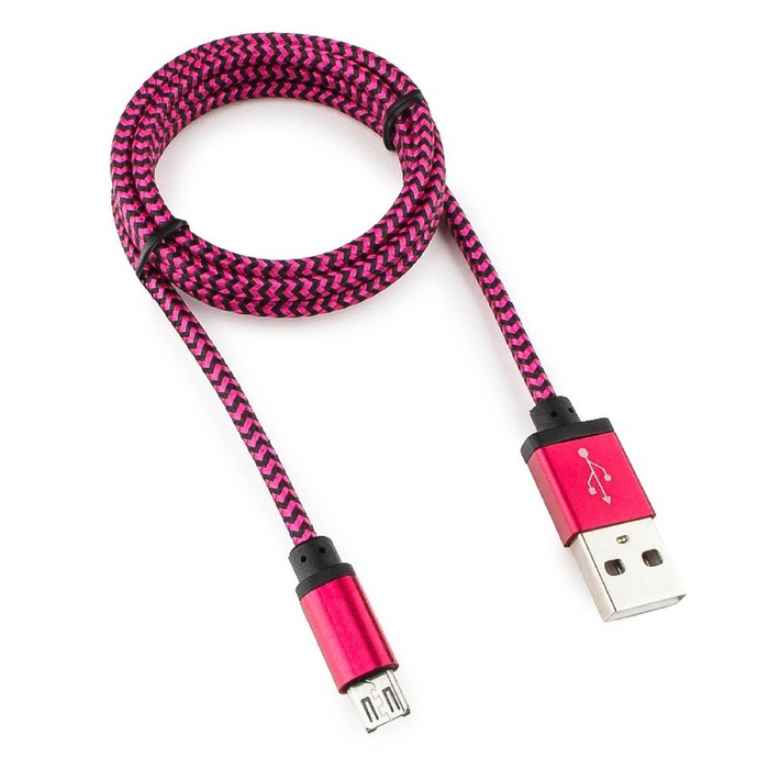 Кабель Cablexpert CC-mUSB2sr1m, microUSB - USB, 1 м, зарядка + передача данных, розовый - фото 51456868