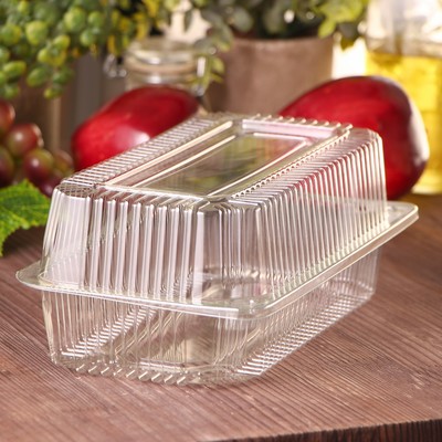 Контейнер одноразовый с неразъёмной крышкой ПР-К-27 «А», пластик, 24×12.9×8.9 см, внутр. 21.3×9.9×7.8 см, прозрачный