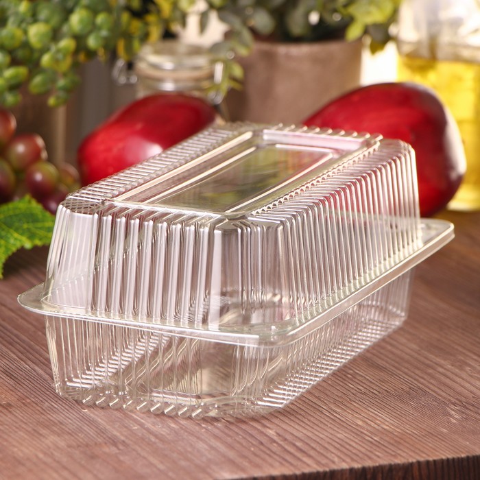 Контейнер одноразовый с неразъёмной крышкой ПР-К-27 «А», пластик, 24×12.9×8.9 см, внутр. 21.3×9.9×7.8 см, прозрачный - Фото 1