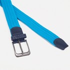 Ремень женский, ширина 3,5 см, плетёнка, пряжка металл МИКС, цвет голубой - фото 38822151