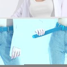 Ремень женский, ширина 3,5 см, плетёнка, пряжка металл МИКС, цвет голубой - фото 38822153