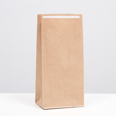 Пакет крафт бумажный фасовочный, прямоугольное дно, с клеевой лентой 12 х 8 х 25 см