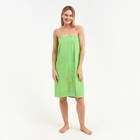 Килт женский для бани и сауны , цвет зелёный вышивка Киса, размер 80х150±2 см, махра 300г/м 100% хлопок - фото 9918263