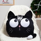 Подушка декоративная Кот голова-глазастик, цвет чёрный, размер 35х40см, плюш, холофайбер - фото 9918338
