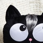 Подушка декоративная Кот голова-глазастик, цвет чёрный, размер 35х40см, плюш, холофайбер - Фото 3