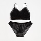 Нижнее бельё женское: топ и трусы, цвет чёрный, размер 42-44 9162968