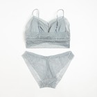 Нижнее бельё женское: топ и трусы, цвет серо-голубой, размер 42-44 - фото 808915245