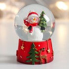 Сувенир полистоун водяной шар "Снеговик с ёлочкой" 4,5х4,5х6,5 см - фото 319894517