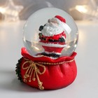 Сувенир полистоун водяной шар "Дед Мороз с мешком подарков" 7х6,7х8,8 см - Фото 4