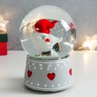 Снежный шар новогодний стеклянный «Дед Морозик на конька×», музыкальный, 11.5×11.5×14 см - фото 21727764