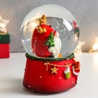 Сувенир полистоун водяной шар музыка "Дед Морозик с оленьими рожками" 11,5х11,5х14 см - Фото 2