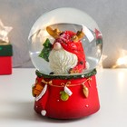 Сувенир полистоун водяной шар музыка "Дед Морозик с оленьими рожками" 11,5х11,5х14 см - Фото 4