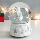 Снежный шар новогодний стеклянный «Снеговики с коньками», белый с серебром, музыкальный, 11.5×11.5×14 см - Фото 2