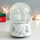 Снежный шар новогодний стеклянный «Снеговики с коньками», белый с серебром, музыкальный, 11.5×11.5×14 см - Фото 5