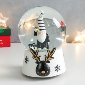 Сувенир полистоун водяной шар музыка 'Дед Мороз в полосатом колпаке' 11,5х11,5х14 см