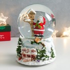 Снежный шар новогодний стеклянный «Снеговик со скворечником», музыкальный, 11.5×11.5×14 см - Фото 4