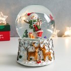 Снежный шар новогодний стеклянный «Обнимашки со снеговиком», музыкальный, 11.5×11.5×14 см - Фото 1