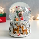 Снежный шар новогодний стеклянный «Обнимашки со снеговиком», музыкальный, 11.5×11.5×14 см - Фото 5