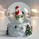 Сувенир полистоун водяной шар "Снеговик и Дед Мороз с оленёнком" 7х6,7х8,8 см - Фото 2