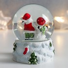 Сувенир полистоун водяной шар "Снеговик и Дед Мороз с оленёнком" 7х6,7х8,8 см - Фото 3
