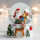 Сувенир полистоун водяной шар "Дед Мороз и олени" 7х6,7х8,8 см - фото 9919519