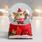 Сувенир полистоун водяной шар "Олень-пухляш со скворечником" 6,5х6,5х8,5 см (комплект 4 шт) - фото 21727899