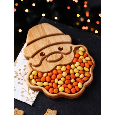 Менажница Adelica «Новогодний Дед Мороз», 28×22×1.8 см, пропитана маслом, дерево берёза