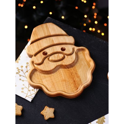 Менажница деревянная Adelica «Новогодний Дед Мороз», 28×22×1,8 см, пропитана маслом, берёза