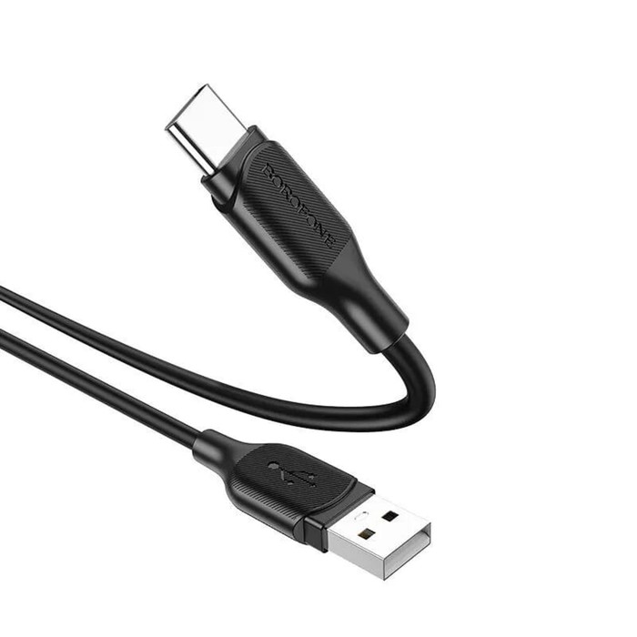 Кабель Borofone BX42, Type-C - USB, 3 А, 1 м, TPE оплётка, чёрный - фото 51456918