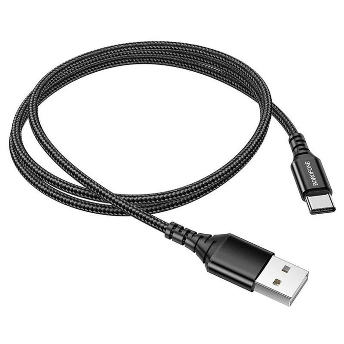 Кабель Borofone BX54, Type-C - USB, 2.4 А, 1 м, нейлоновая оплётка, чёрный - фото 51456924