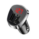 Автомобильное зарядное устройство Borofone BZ15, 2xUSB, 2.4 А, microUSB, дисплей, чёрное - фото 51456953