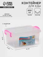 Контейнер пищевой RICCO, 900 мл, 18×11×8 см, пластик, прямоугольный, прозрачный, ручки МИКС - Фото 1