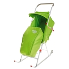 Санки-коляска складные, цвет: зеленый - Фото 1