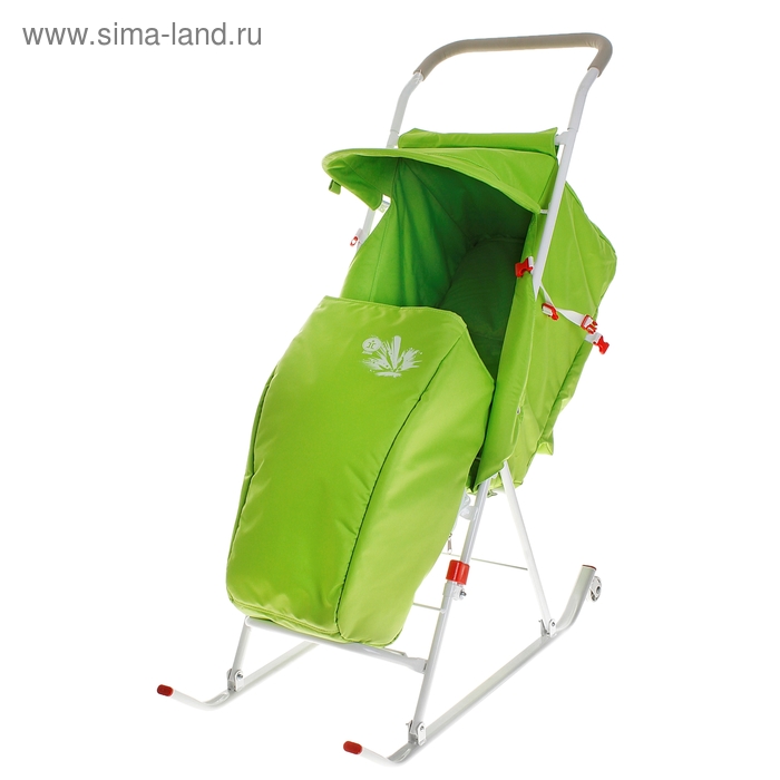 Санки-коляска складные, цвет: зеленый - Фото 1