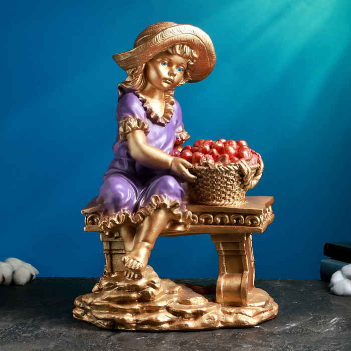 Фигура "Девушка на скамье" бронза, 21х28х44см - Фото 1