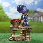 Садовая фигура "Девушка на скамье" бронза, 21х28х44см - Фото 3