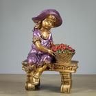 Садовая фигура "Девушка на скамье" бронза, 21х28х44см - Фото 4