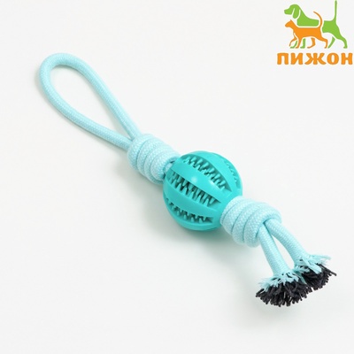 Игрушка канатная, плетёная с мячом, до 35 см, до 115 г, цвет мятный