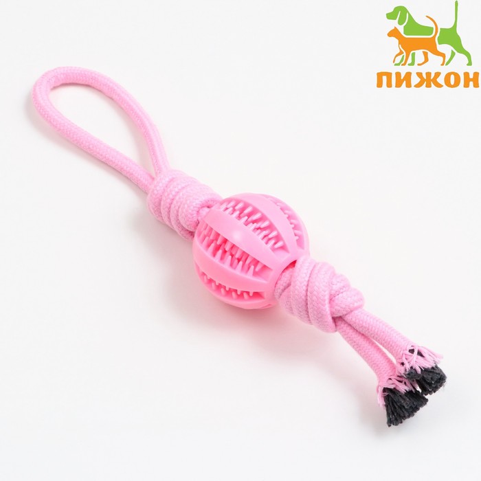 

Игрушка канатная плетёная с мячом, до 35 см, до 115 г, розовая