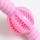 Игрушка канатная плетёная с мячом, до 35 см, до 115 г, розовая - Фото 3