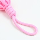 Игрушка канатная плетёная с мячом, до 35 см, до 115 г, розовая - Фото 4