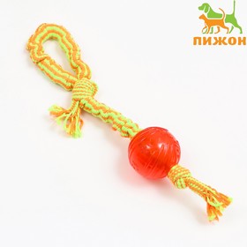Игрушка канатная "Верёвка-пружинка" до 38 см, до 86 г, красный шар/красно-жёлтый канат
