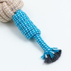 Игрушка канатная плетеная с ручкой, до 40 см, 90 г, синяя/жёлтая/белая - фото 8126236