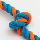 Игрушка тренировочная канатная "3 узла", до 33 см, до 55 г, голубая/оранжевая - Фото 4